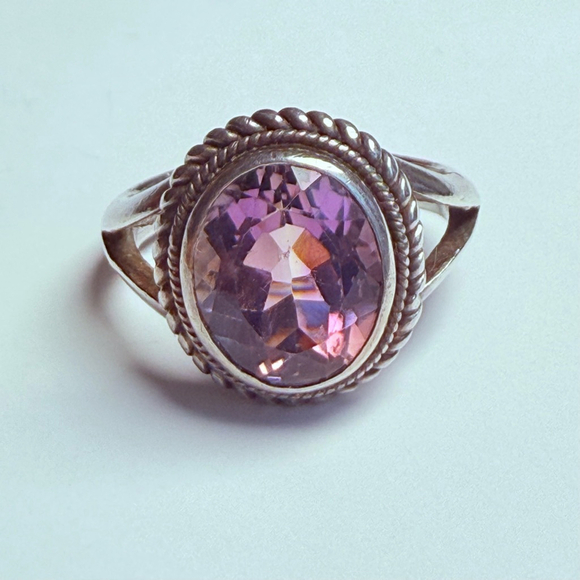 Jewelry - Vintage 3.23 CT Amethyst Boho Sterling Silver 925 Albion Oval Ring
